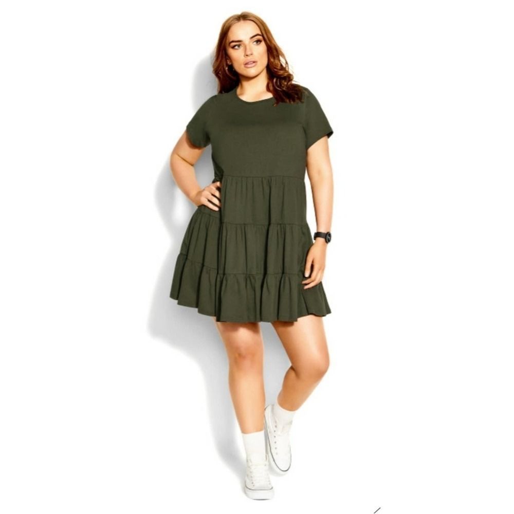 City Chic CCX Sweet Tier Cotton T Shirt Dress 20